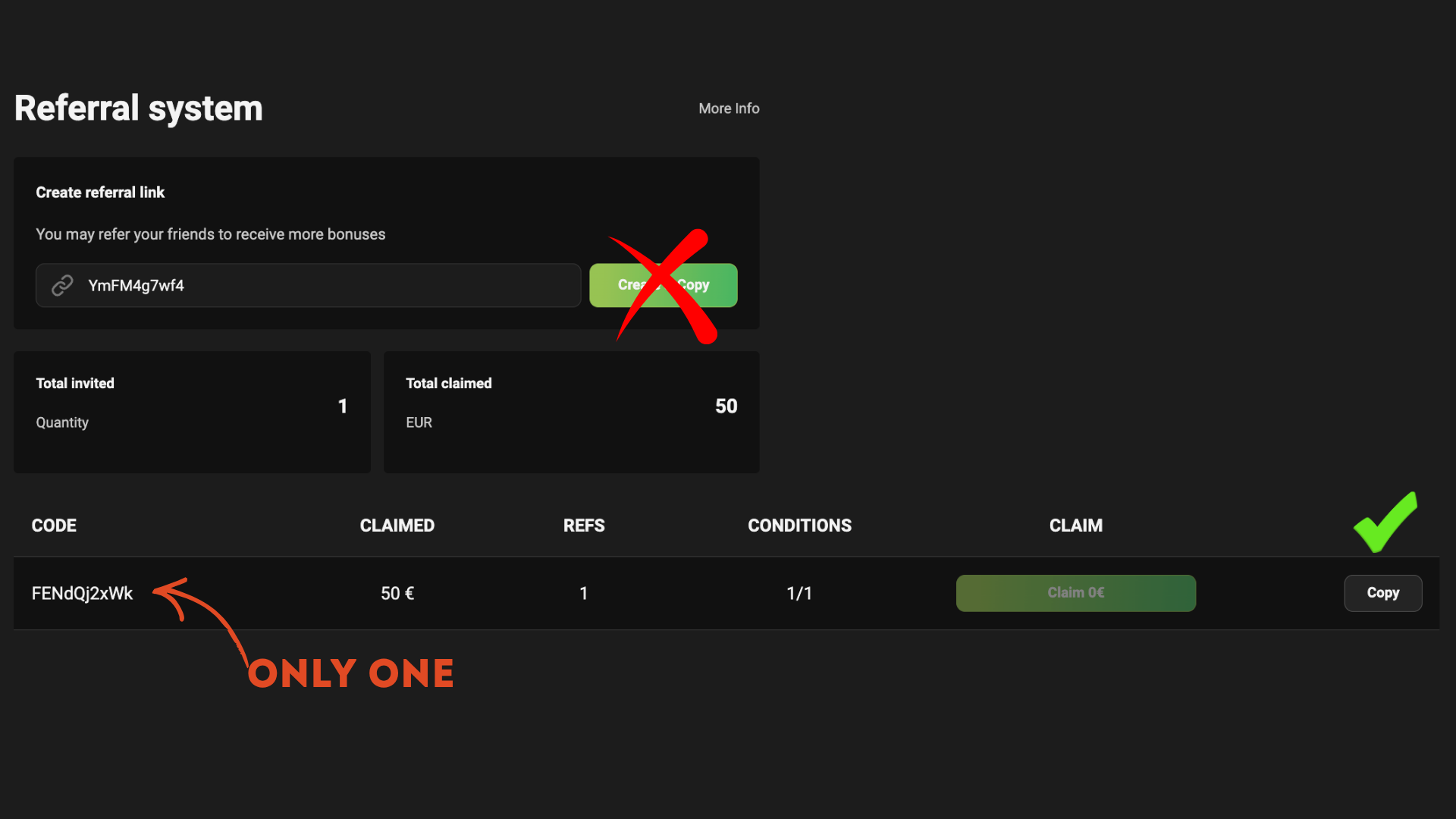 Example of referral code generation